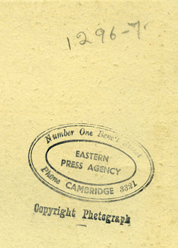 Reverse of mount for wedding photo, Eastern Press Agency
