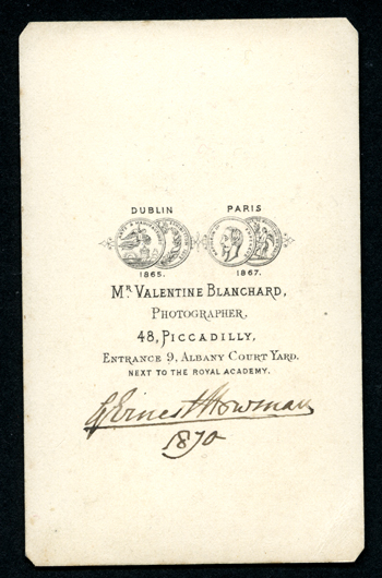 Reverse of Valentine Blanchard carte
