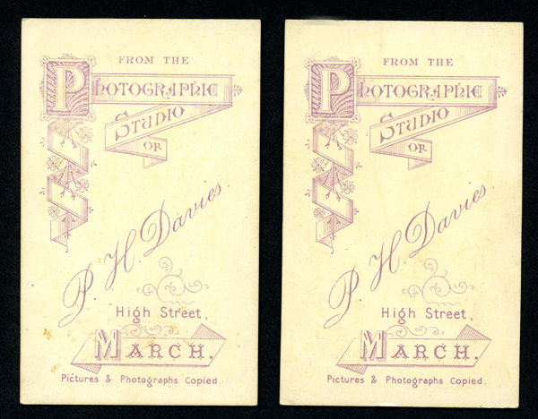 Reverse of Davies cartes de visite