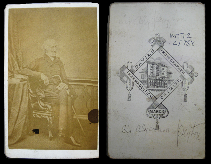 Carte de visite by Davies of March of Sir Algernon Peyton, 4th Baronet (1833�1872)