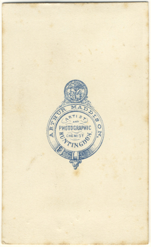 Reverse of early Arthur Maddison Carte de Visite