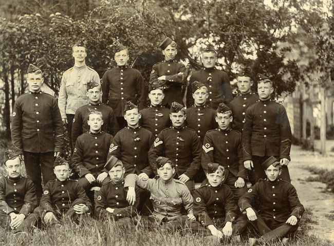 Unknown military unit with youths