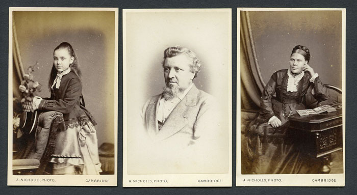 Three A Nicholls cartes de visite with square corners 