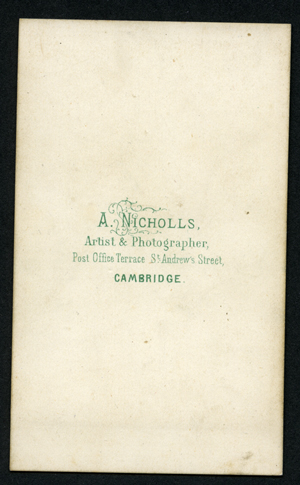 Reverse of A Nicholls carte de visite