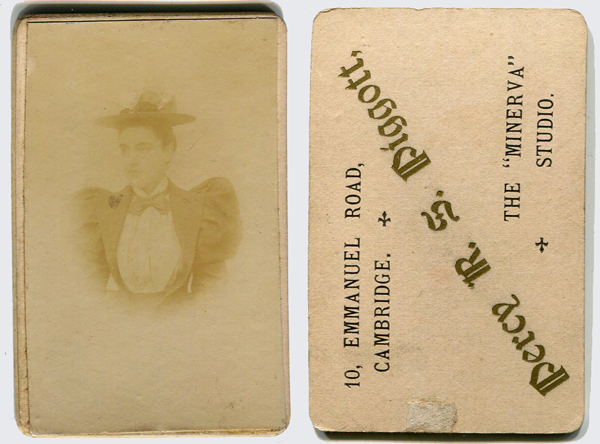 midget carte of a lady by Percy Piggott, Cambridge, courtesy of Ron Cosens, www.cartedevisite.co.uk