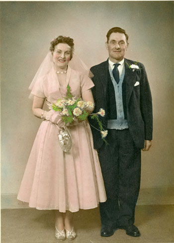 Tinted version of wedding photograph by Slater
