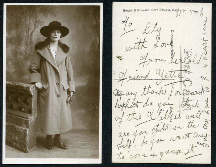 Portrait of unknown lady, 1920s, reverse stamped 