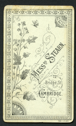 Reverse of carte de visite, Stearn