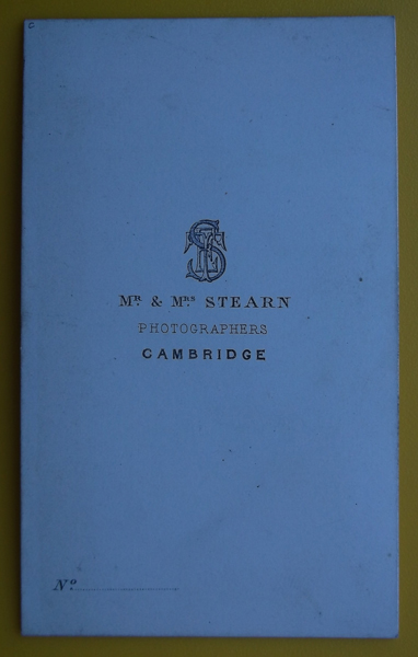 Reverse of carte de visite, Mr and Mrs Stearn