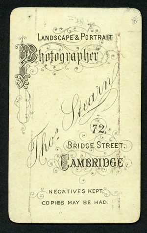 Reverse of Thomas Stearn carte