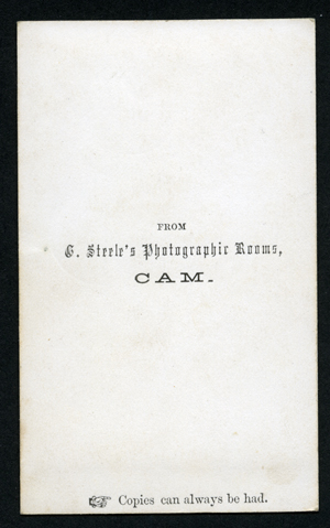 Late 1850s, early 1860s ? Enoch Steele carte de visite - premises described as 