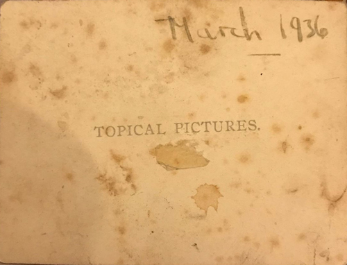 reverse of Walking Picture, Topical Pictures, St Andrews St Cambridge March 1936