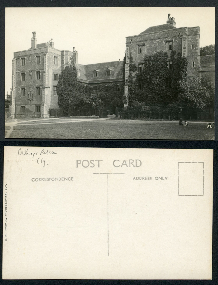 real photo postcard of the Bishop's Palace, Ely, date unknown, by G.H.Tyndall