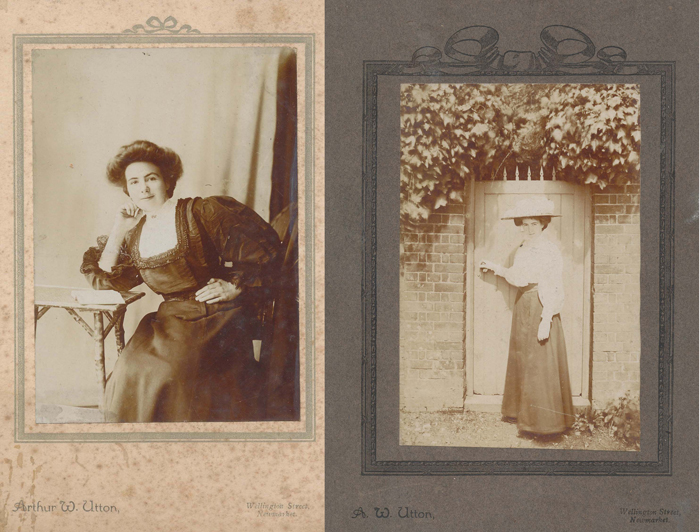 Two portraits of unknown ladies by A.W.Utton, Newmarket